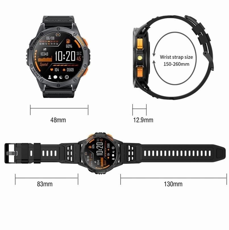Smartwatch Męski GRAVITY GPS GT24-1 Czarny Pasek Silikonowy + Granatowy Pasek Silikonowy