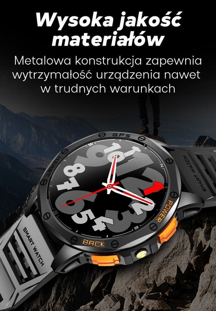Smartwatch Męski GRAVITY GPS GT24-2 Czarny Pasek Silikonowy + Biały Pasek Silikonowy