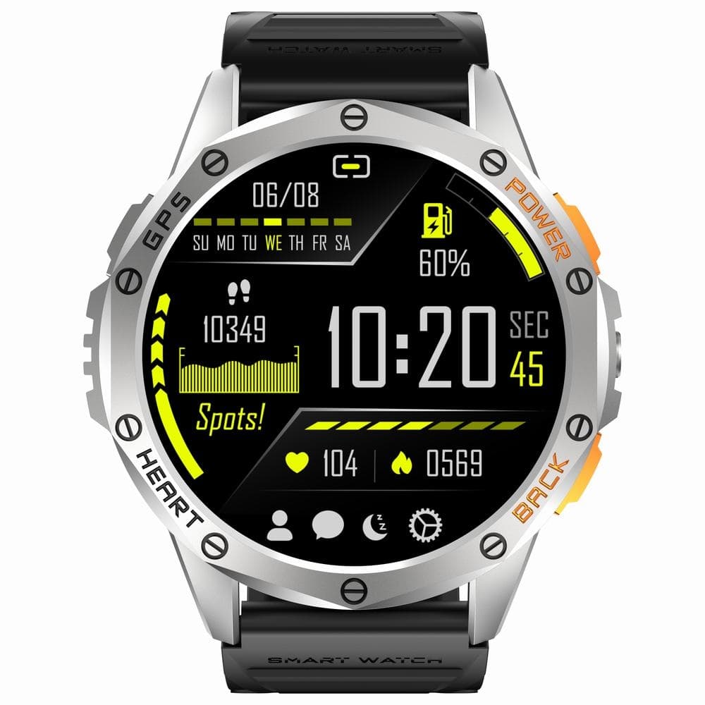 Smartwatch Męski GRAVITY GPS GT24-4 Czarny Pasek Silikonowy + Pomarańczowy Pasek Silikonowy