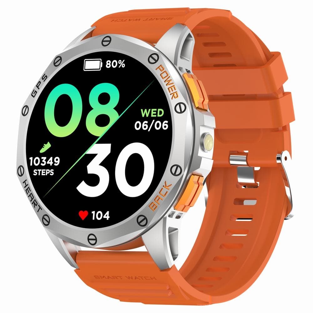 Smartwatch Męski GRAVITY GPS GT24-4 Czarny Pasek Silikonowy + Pomarańczowy Pasek Silikonowy