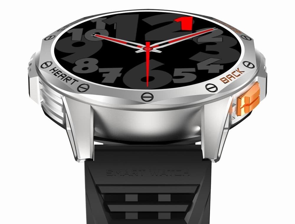 Smartwatch Męski GRAVITY GPS GT24-4 Czarny Pasek Silikonowy + Pomarańczowy Pasek Silikonowy
