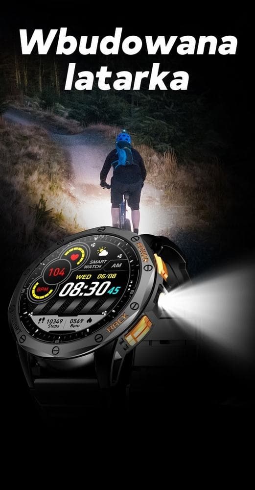 Smartwatch Męski GRAVITY GPS GT24-5 Czarny Pasek Silikonowy + Zielony Pasek Silikonowy