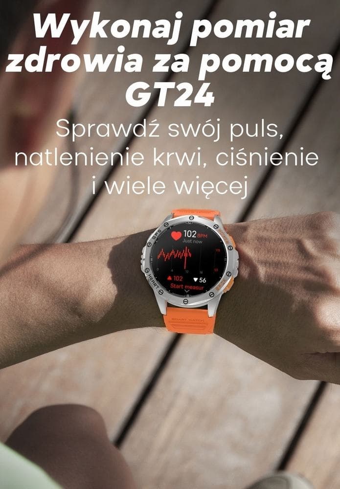 Smartwatch Męski GRAVITY GPS GT24-5 Czarny Pasek Silikonowy + Zielony Pasek Silikonowy