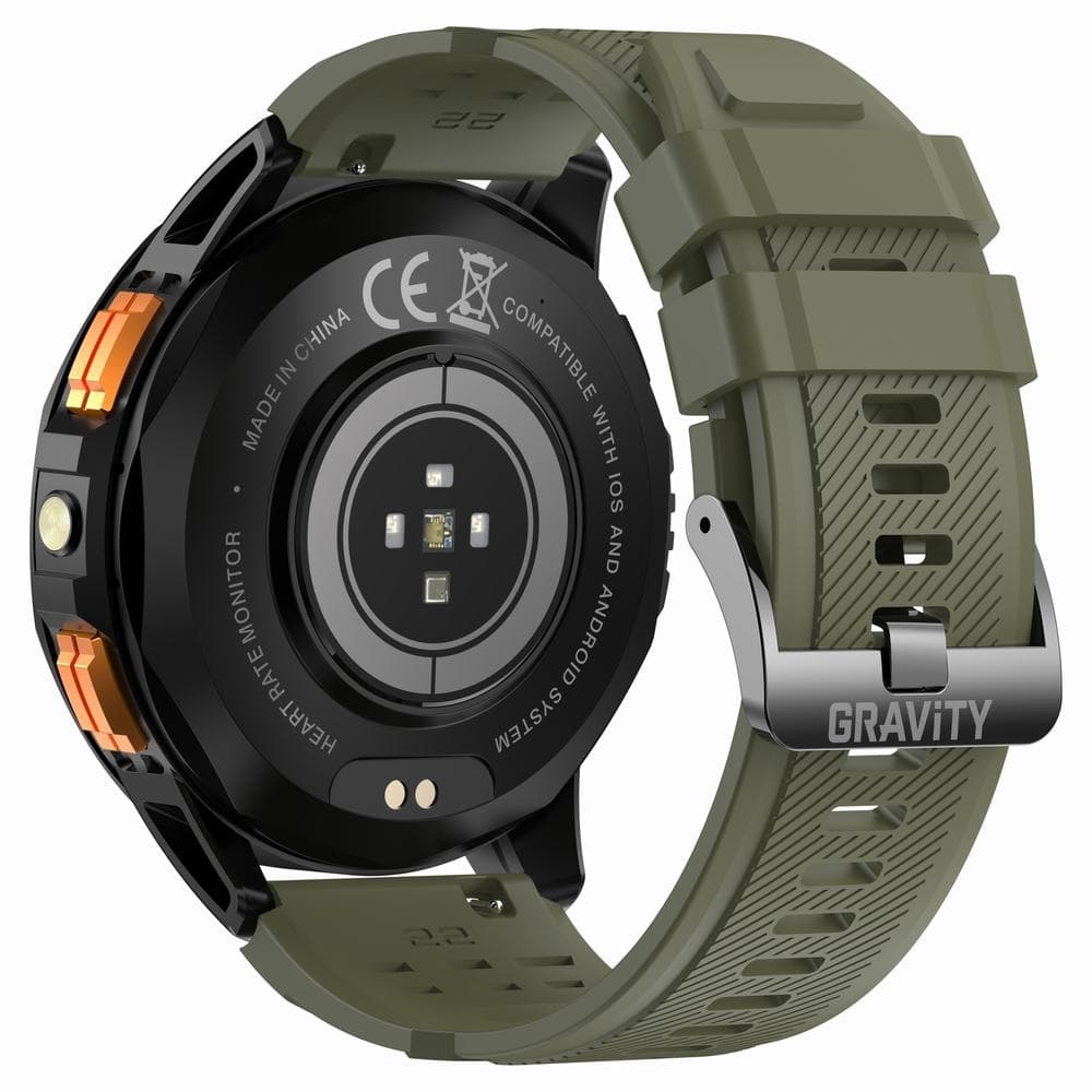 Smartwatch Męski GRAVITY GPS GT24-5 Czarny Pasek Silikonowy + Zielony Pasek Silikonowy