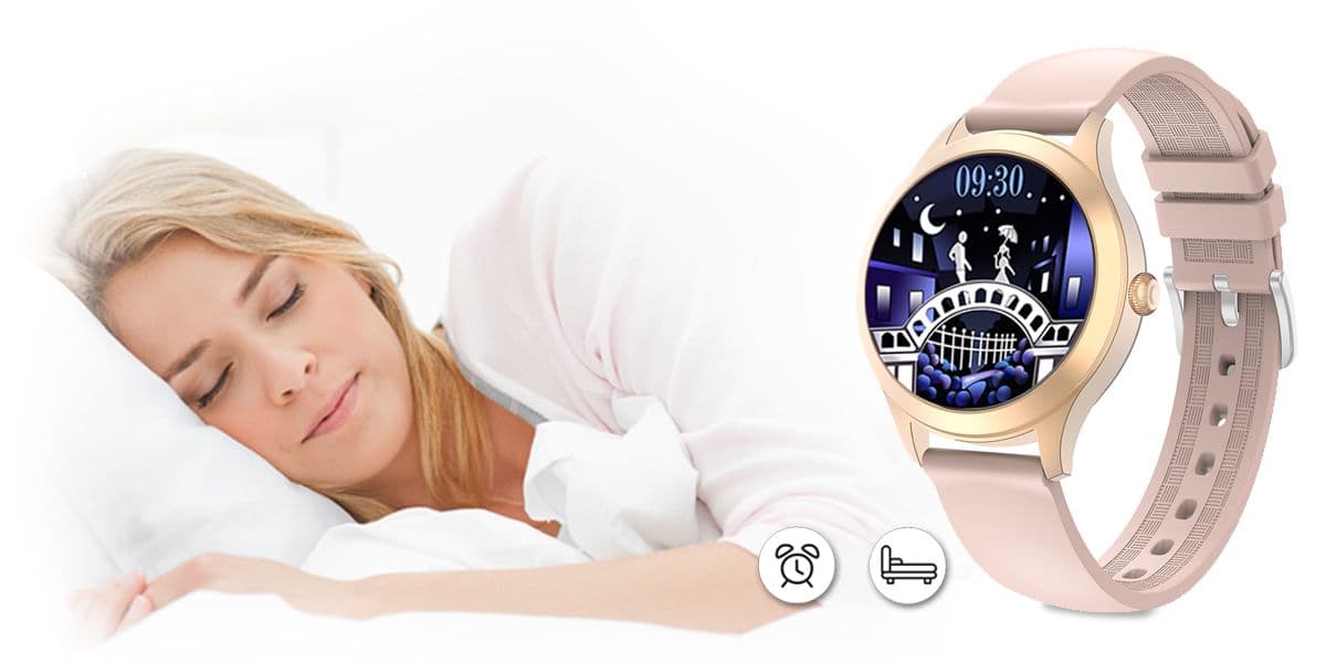 Damski SMARTWATCH G.Rossi SW014G-3 Różowe złoto, Silikonowy pasek